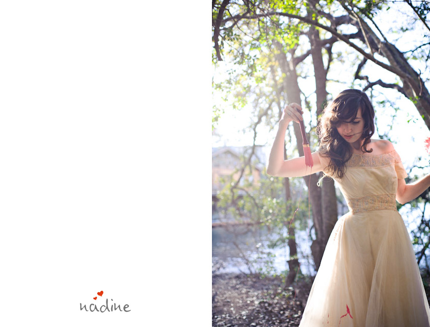 bride dripping paint on wedding dress with paint brush
