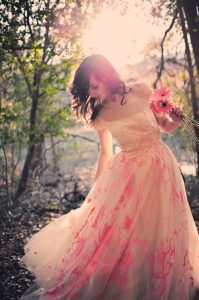 austin wedding photographer - bridal dress with paint all over it