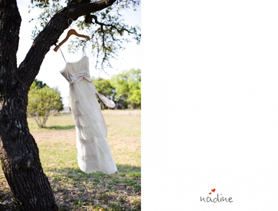 wedding dress swinging on a tree