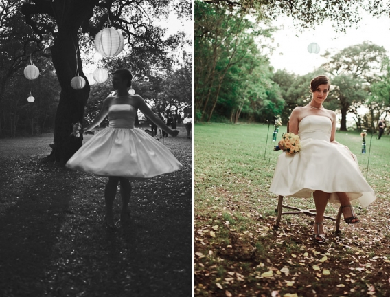 dancing bride in black and white