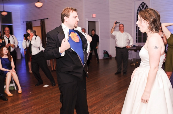 groom revealing that he is a super hero