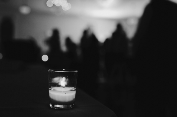 black and white tea light candle