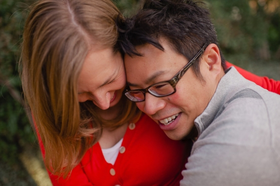couple laughing and hugging