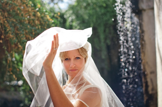 waterfall and bride