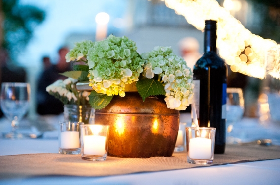 tin pot centerpieces for a wedding