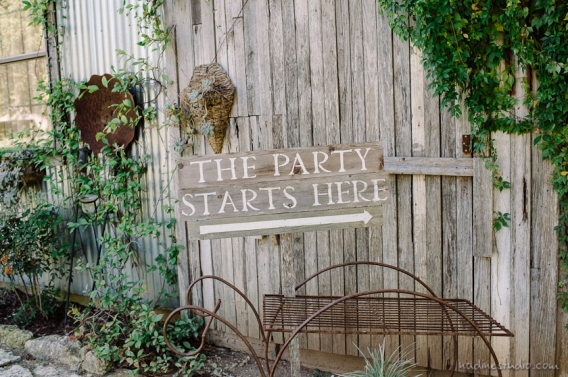 the party starts here sign at Vista West Ranch