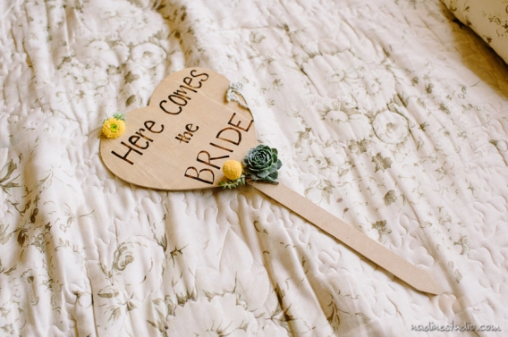 here comes the bride heart wooden sign