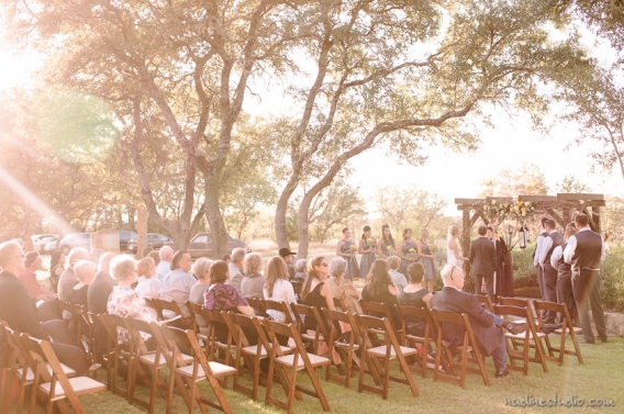 ceremony at vista west ranch during sunset