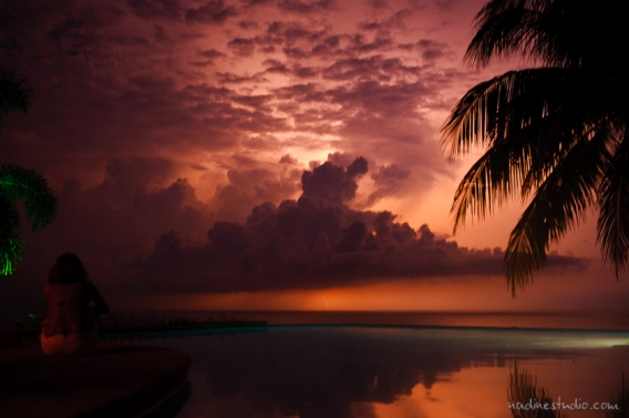 sunset during a thunderstorm costa rica