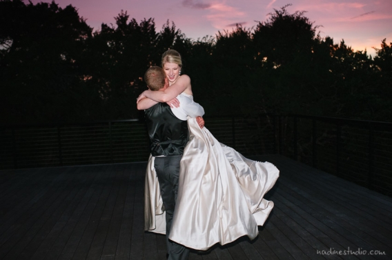 bride and groom dancing