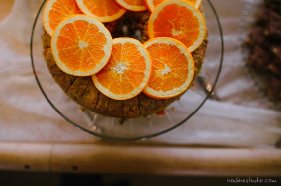 orange cake at  a wedding