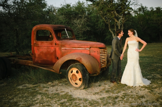 truck photo with bride