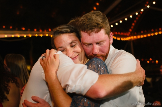 hugging at reception