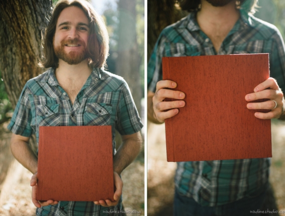 austin wedding album with japanese silk linen