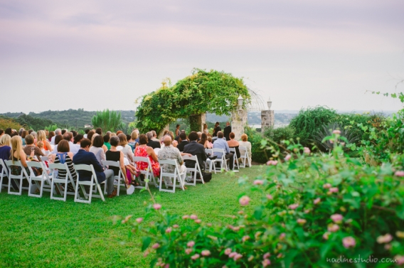 sunset ceremony by the lake in vintage villas