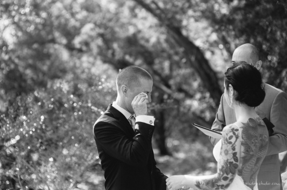 groom crying at ceremony
