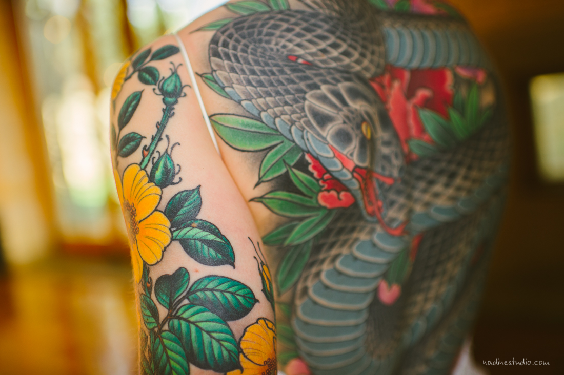 dandelion snake tattoo bride