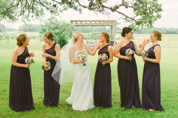 bride with her bridesmaids