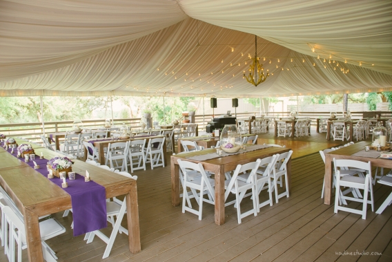 twinkle lights under a tent