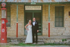 bride and groom at the texaco