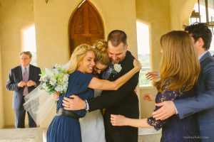 hugging family members
