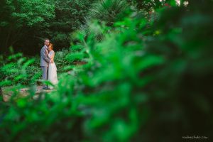 bride and groom portraits at a garden anthropologie-esque wedding
