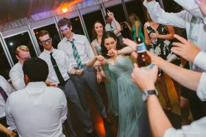 having a good time at a wedding