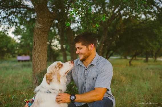 groom and dog