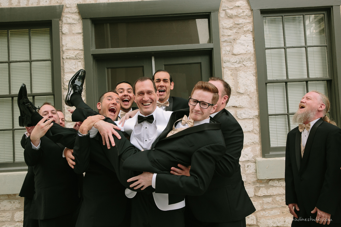groomsmen having fun