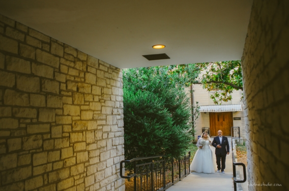 walking down the gardens of central presbyterian church wedding