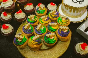 mardi gras wedding cupcakes and celebration