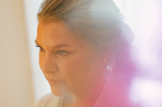 bride pink getting ready