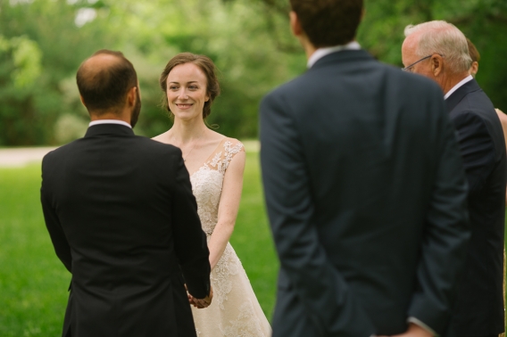 bride looking at groom during ceremony
