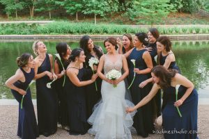 bridesmaids and bride at wedding